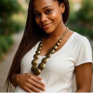 Vintage Hammered Brass Statement Disc Necklace – Tribal Boho Bold Collar